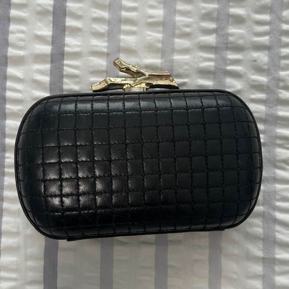 DVF Black Quilted Bag with Gold Chain